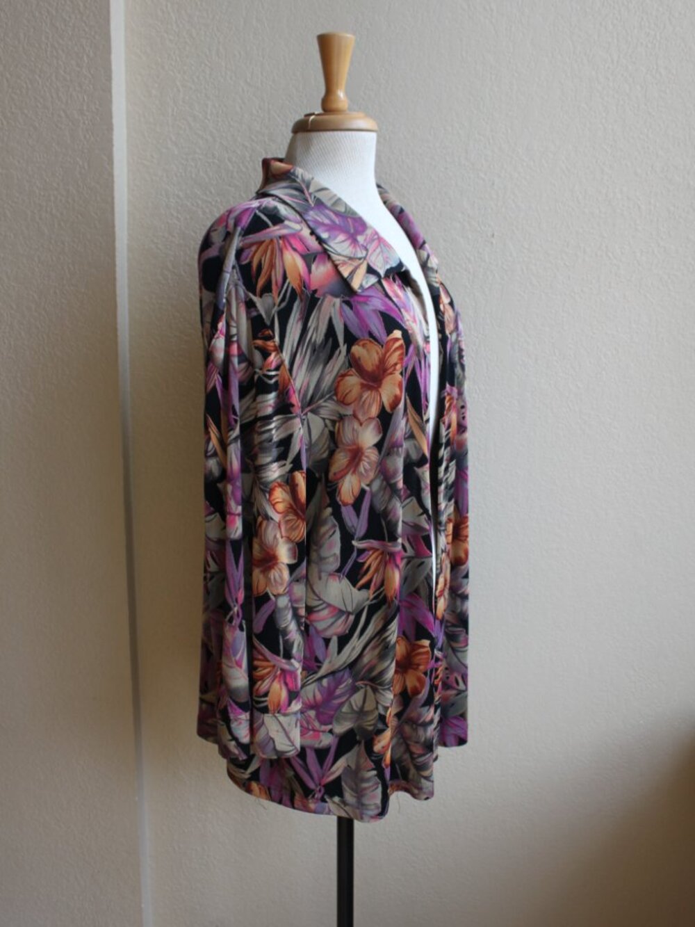 Vintage Y2K VIKKI VI Multi Color Floral Open Front Jacket Topper Size 2X - Picture 2 of 3